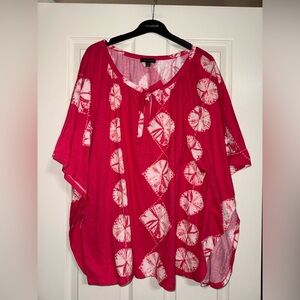 Lane Bryant Pink Tie-Dye Peasant Tunic